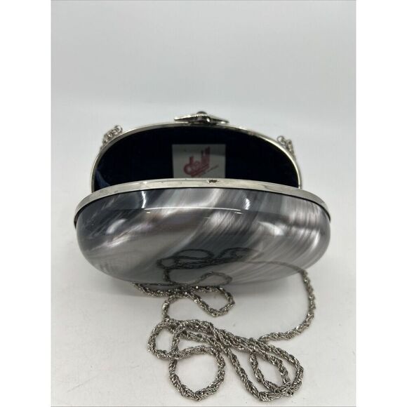 Vintage Delill Italy Faux Silver Tortoise Shell Handbag Clutch